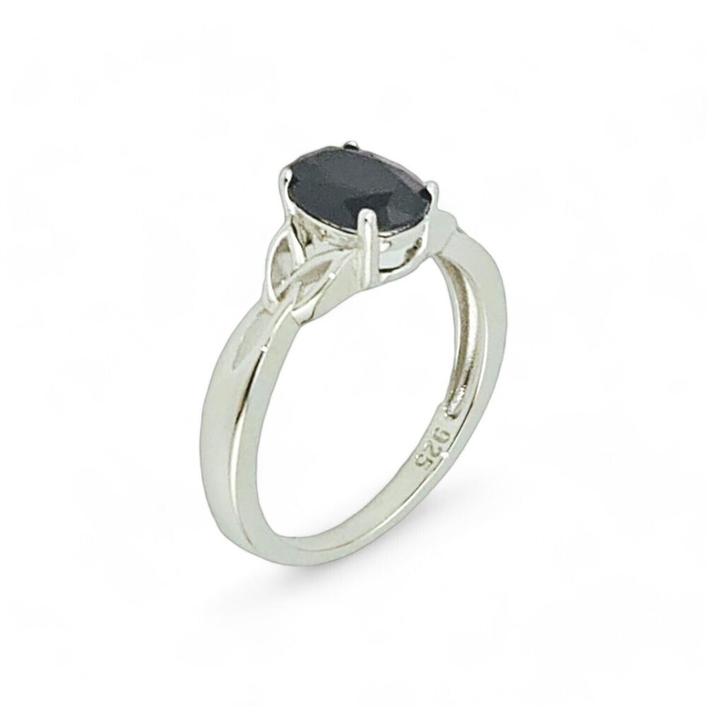 Sterling Silver Charmed Oval Black CZ Ring